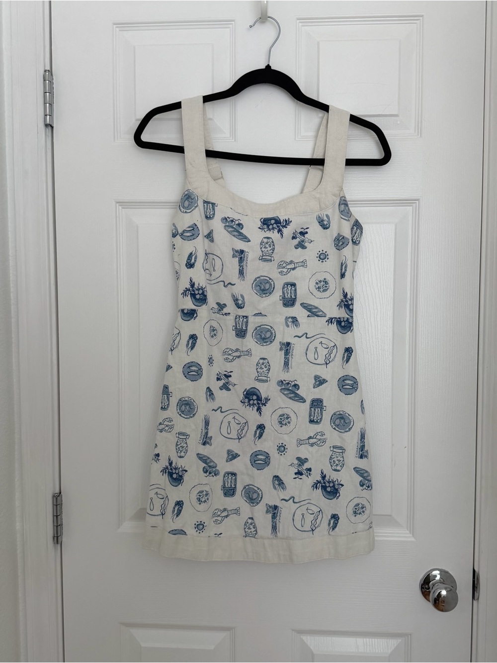 Abercrombie White Coastal Mini Dress with Blue Print